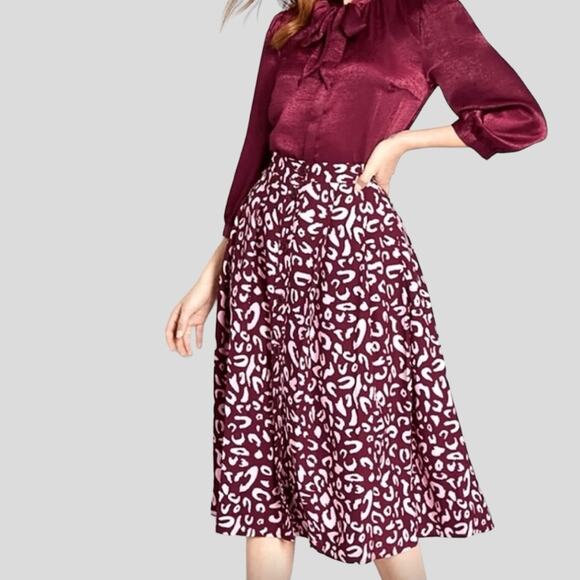 Modcloth Admirers Button Front Pink Leopard Animal Print Midi Skirt Size 20 - Picture 4 of 11